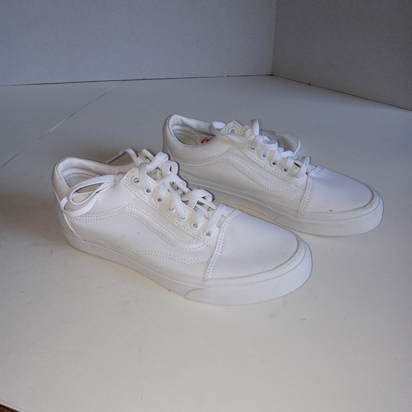 Vans Old Skool Low Top White Canvas Sneakers Shoes Women's - Picture 2 of 3